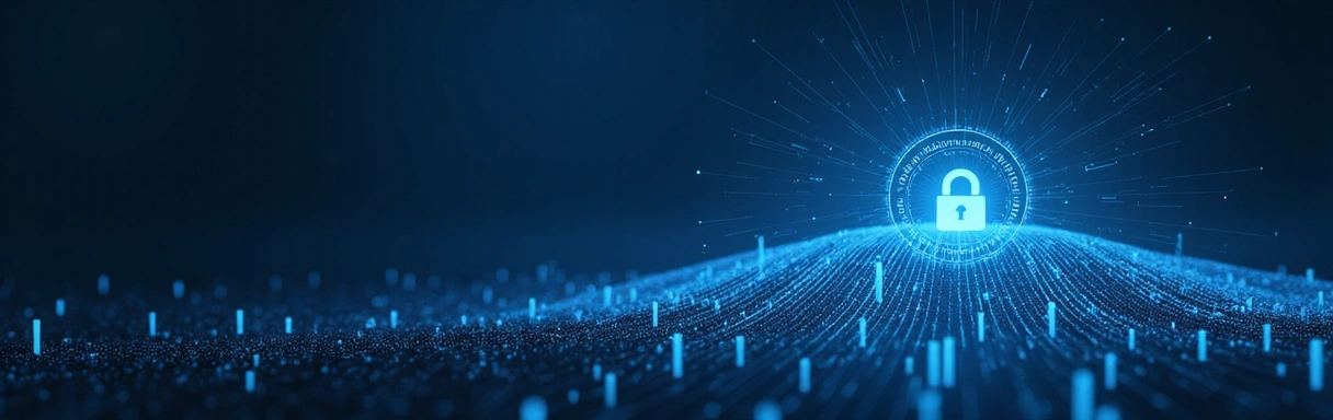 Modern financial blog header with abstract data visualization