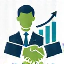 Icon representing financial consulting with a handshake and graphs.