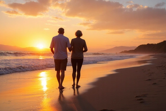 Couple enjoying retirement on a beach